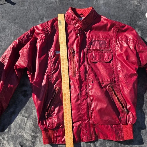 Vintage 80s Nissan Racing Jacket Mens Large Maroon Nylon Windbreaker Pit Coat image 13