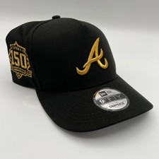 New Era Atlanta Braves Black Gold 150 Year Patch 9Fifty A Frame Snapback Hat Cap