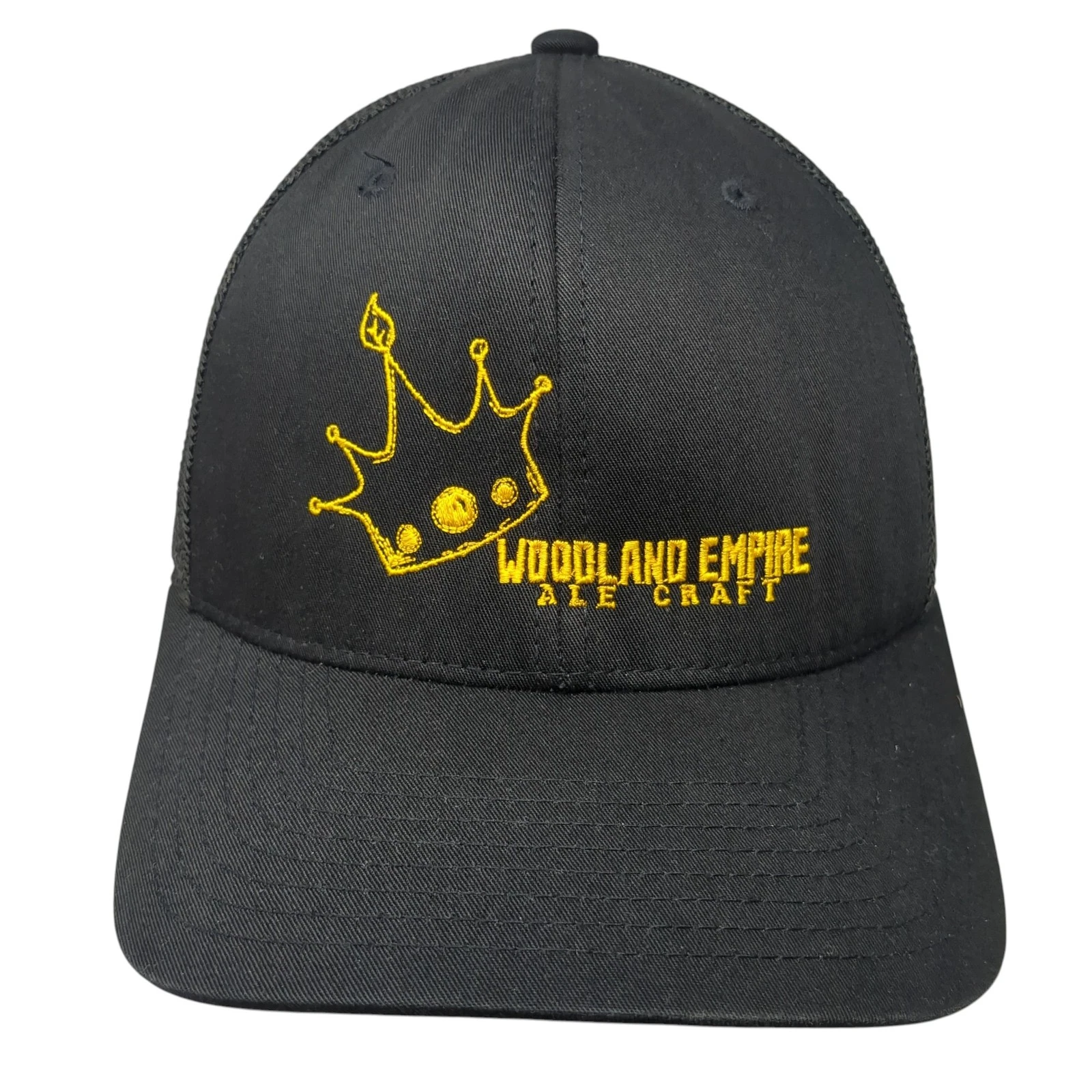 Woodland Empire Ale Craft Fitted Trucker Hat Black One Size Mesh Flexfit Yupoong