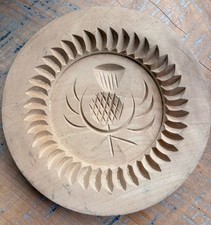 Antique Vintage Wooden Shortbread Mould With Thistle Design