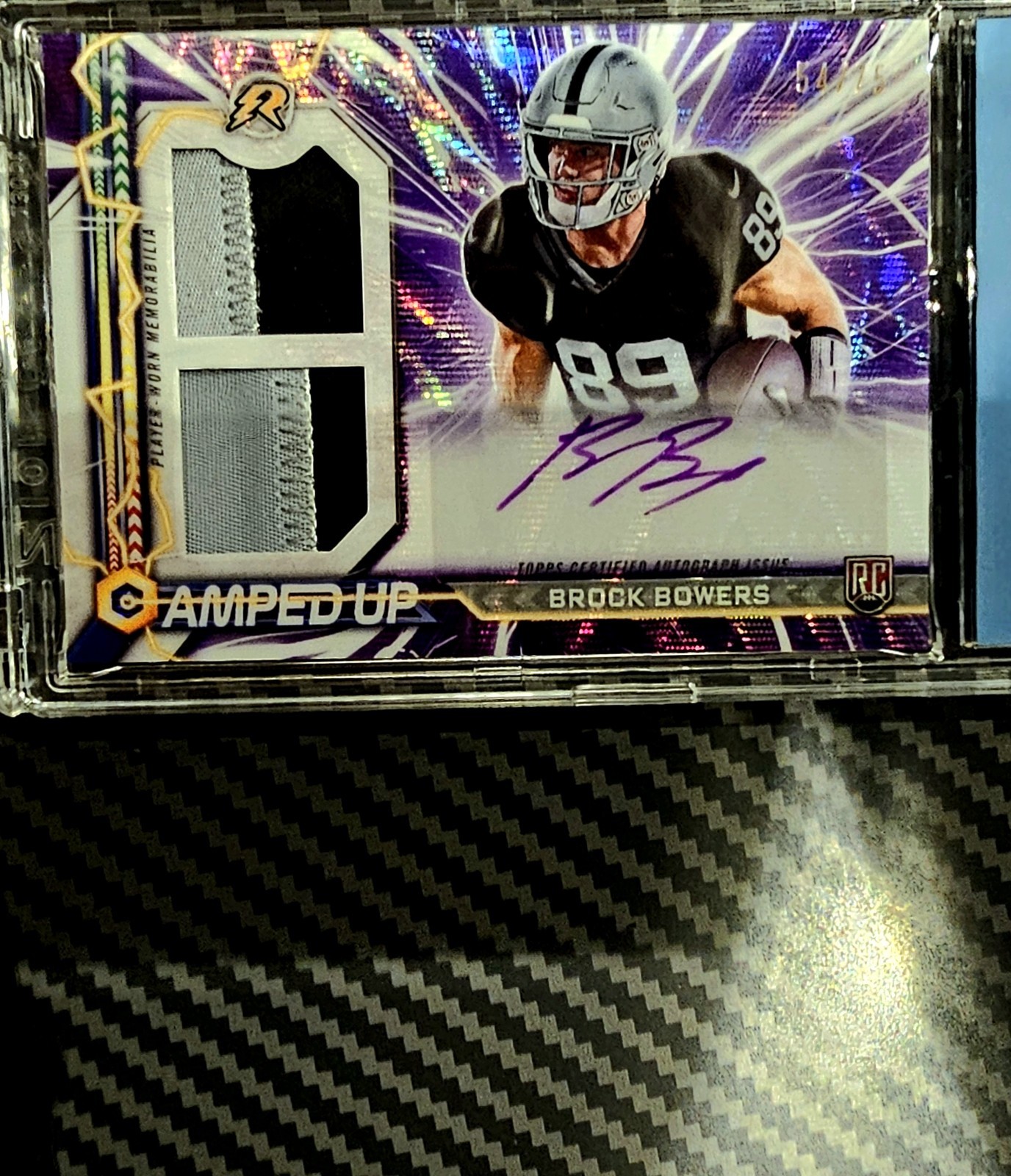 Brock Bowers Purple Surge #AU-BB 2024 Resurgence Amped Up Rookie Patch Auto /75