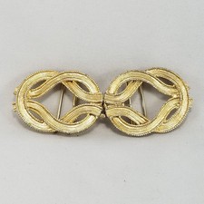 Gold Tone Interlocking Vintage Belt Buckle, Two Piece Figure Eight Rope Braid