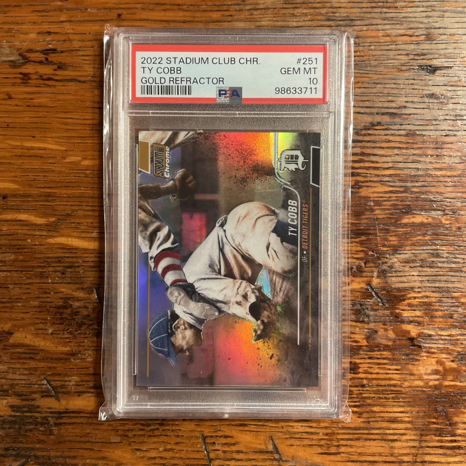 2022 TOPPS STADIUM CLUB CHROME GOLD REFRACTOR #251 TY COBB TIGERS PSA 10 LOW POP
