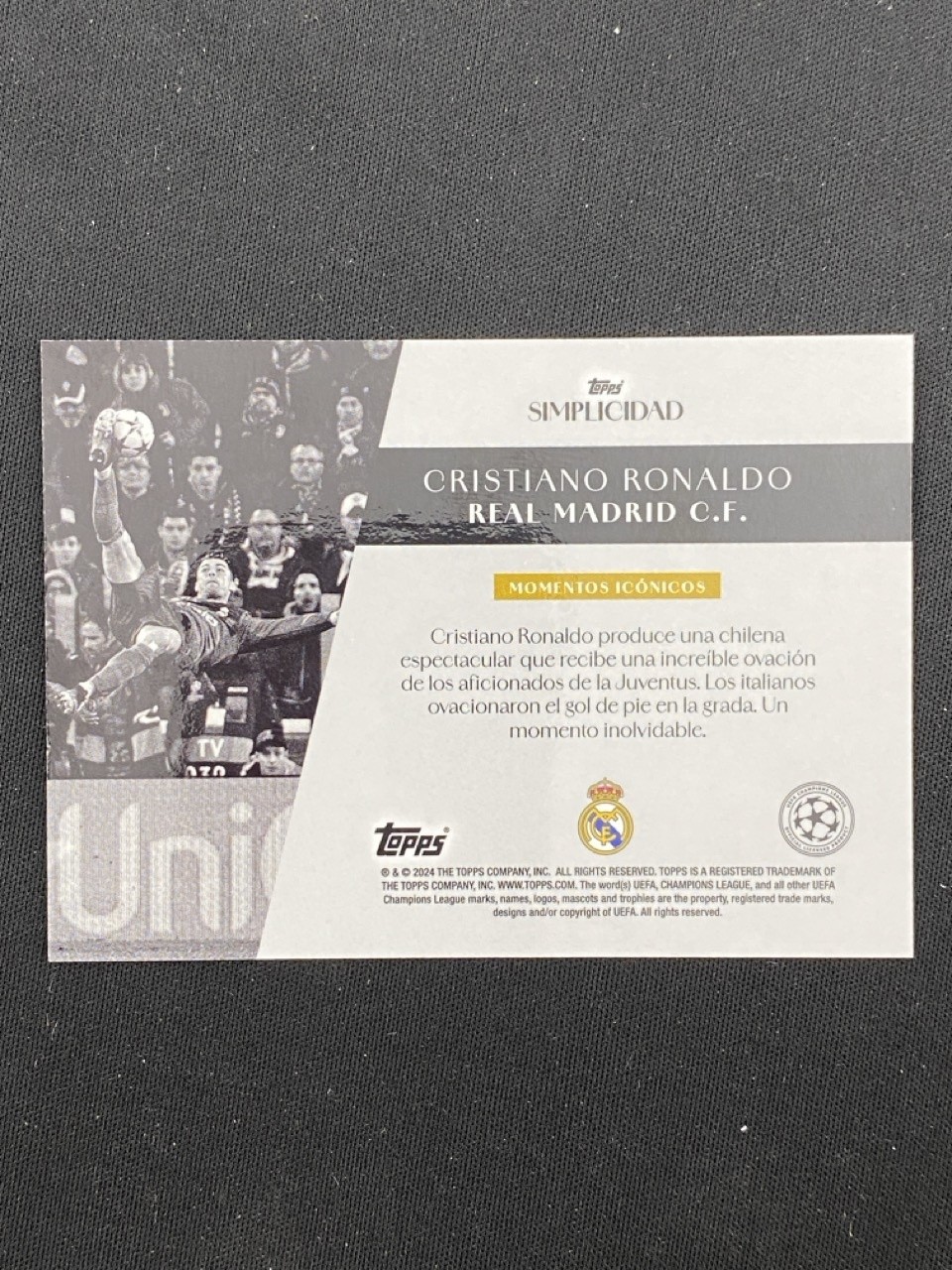 Cristiano Ronaldo 2023-24 Topps Simplicidad UCC Iconic Moments Green /49 view 2