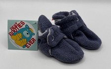 Zutano Original Fleece Booties Stay-On Socks Slippers Navy/Gray 3M NWT