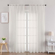 Chyhomenyc Ivory Sheer Curtains 84 Inches 42"W x 84"L Pack of 2 ,