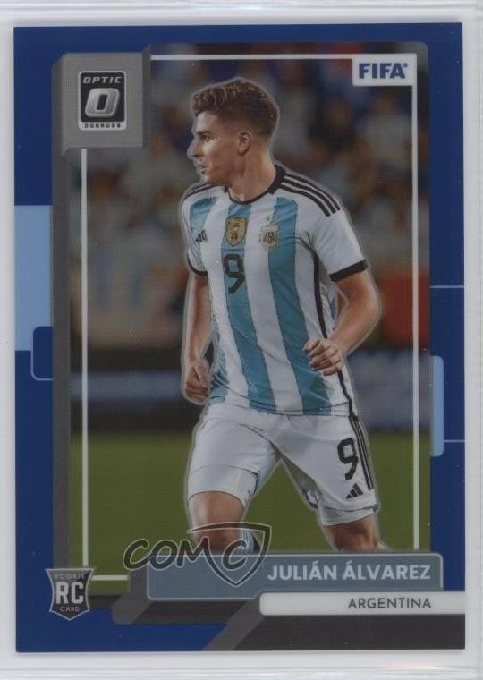 2022-23 Panini Donruss Optic Blue Prizm 64/99 Julian Alvarez #8 Rookie RC 14tf