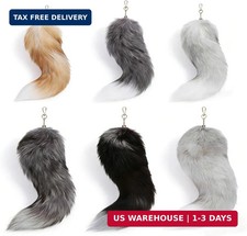 6 Sets Fluffy Faux Fur Fox Tail Keychain for Women, Soft Faux Wolf Tail Keychain