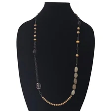 Silpada Long Gemstone Necklace Bronze & Champagne Pearl, Quartz Sterling N1421