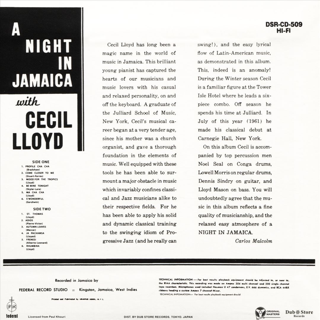 洋楽 A Night In Jamaica With Cecil Lloyd A Night in Jamaica With Cecil Lloyd - Album by Cecil Lloyd