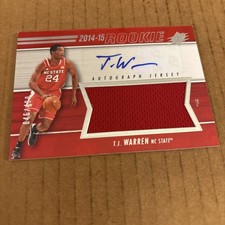 2014 SPx Rookie AUTO JSY RPA SP /499 TJ Warren #81 NC State Basketball Card (f3). rookie card picture