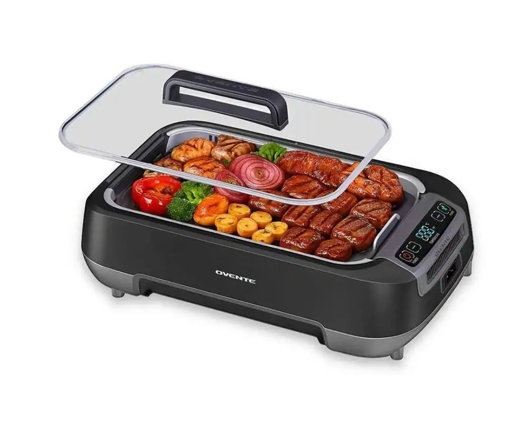 OVENTE 1500W Electric Portable Smokeless Indoor Grill Griddle New