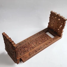 Vintage Ornate Hand Carved Wood Extendable Book Holder Mid Century Bookend