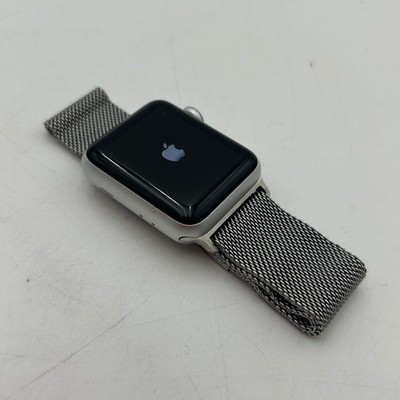 Apple Series 3 38mm A1858 GPS Silver Aluminum Case Smart Watch Milanese Band