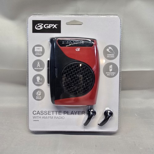 GPX Portable Cassette Player, Compatible With Headphone 3 54 X 1 57 X 4 72 Inches Requires 2 Aa Batteries Not Included Red Black Cas337b Black Red - View #7