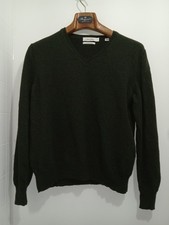 Calvin Klein Extra Fine Merino Wool Green V-Neck Sweater Men's sz Med