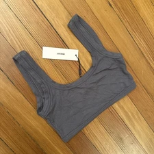 WOMENS JOAH BROWN CORSET STRUCTURED BRA CROP TANK TOP BUSTIER XS/S