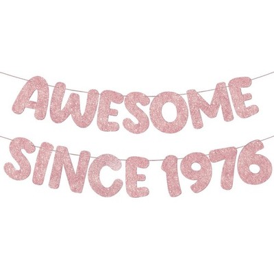 Fulmoon Pre Strung Awesome Since 1976 Banner Glitter Happy 50th Birthday Bann...