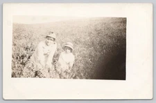 Portrait, Lady and Little Girl in Lush Field RPPC DB Postcard
