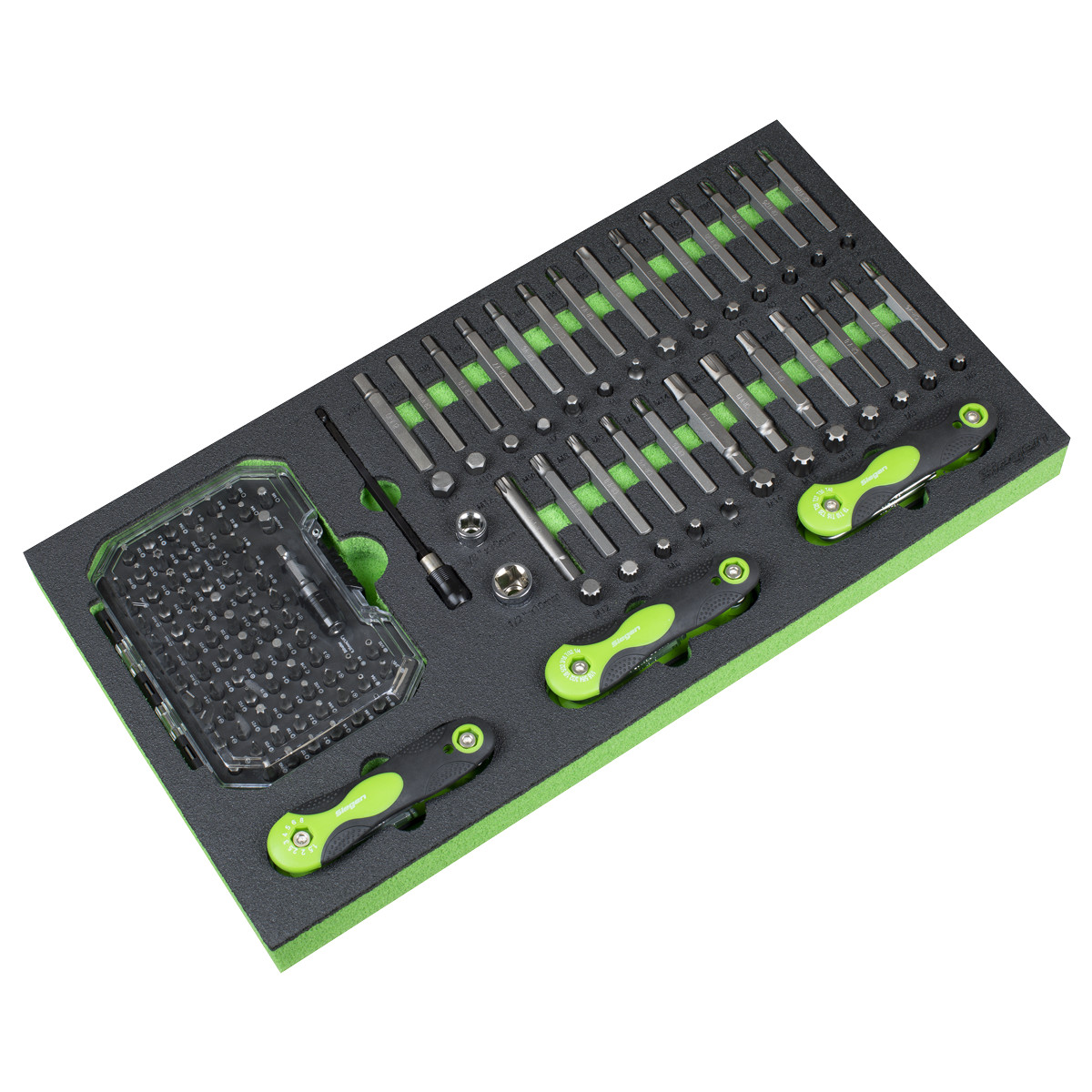 Siegen Specialised Bit Set & Folding Hex Keys with Tool Tray 170pc S01275