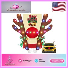 LED Light-Up Plush Reindeer Nose  Antlers for Cars - Easy Installation  Fun 