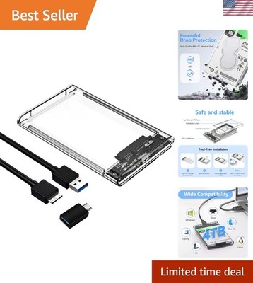 Sleek 2TB External Hard Drive Enclosure - USB 3.0 Compatible with All Devices