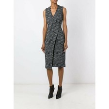 Alice + Olivia Carissa Sheath Dress Black White Tweed Career V-neck NWT Sz 0