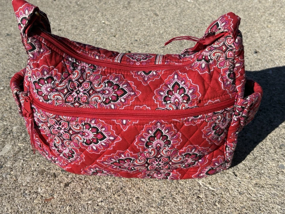 Bolso Bandolera Vera Bradley Hombro Francamente Rojo Escarlata Apenas Usado Gran Foto 3 de 4