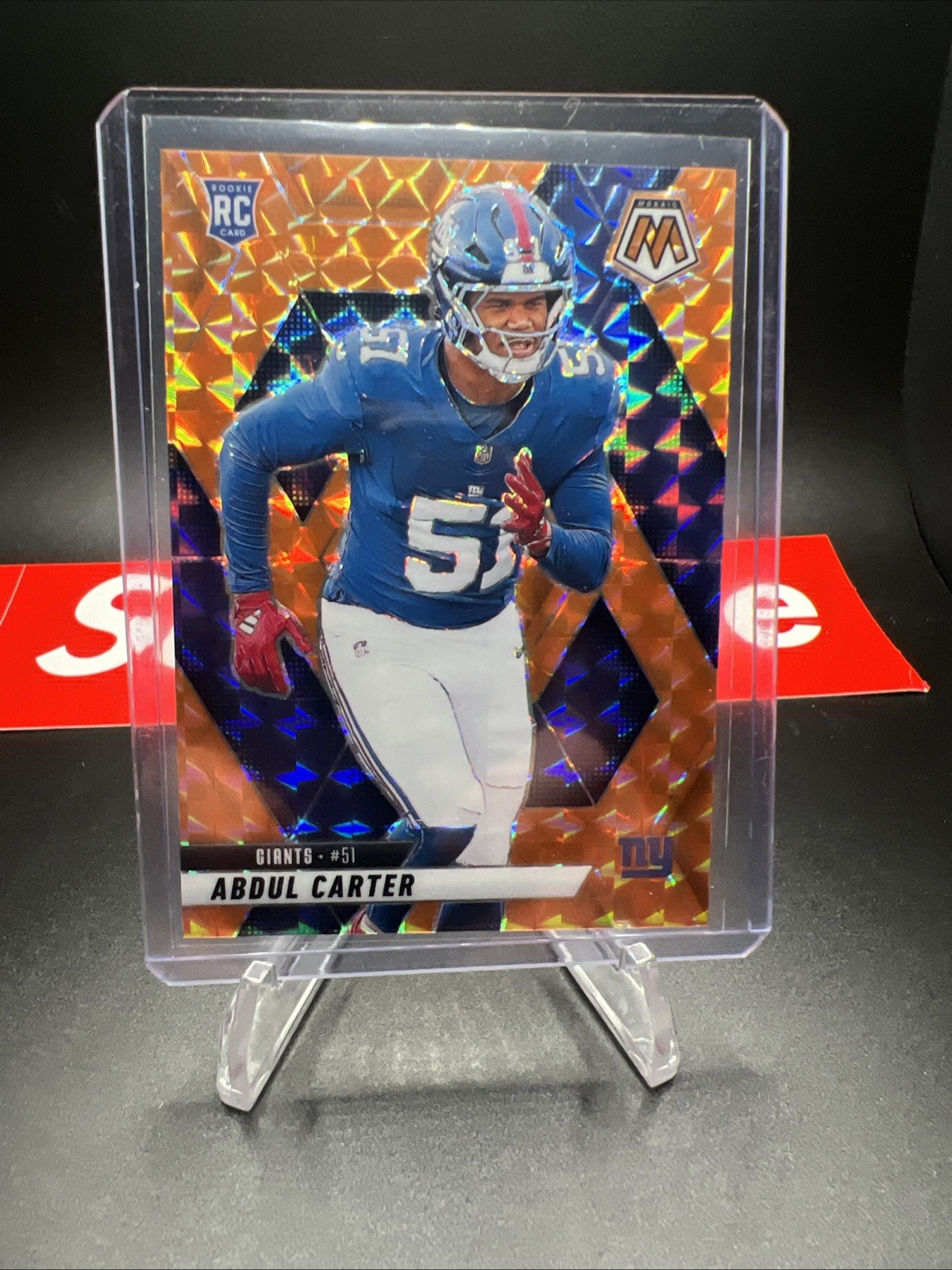 2025 Panini Mosaic Abdul Carter Orange Mosaic Rookie /199 #317 NY Giants RC