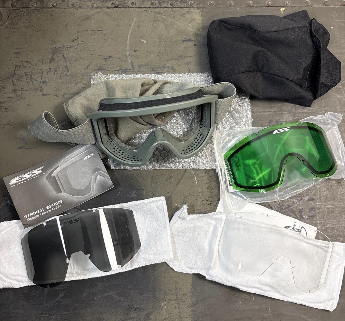 ESS Striker Series Tactical Goggles Kit Laser LPL Green Clear Smoke Lens