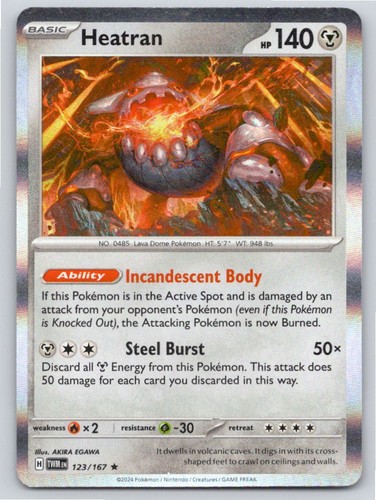 2024 POKEMON HEATRAN TWILIGHT MASQUERADE 123/167 HOLO R NM A83089 FREE S&H