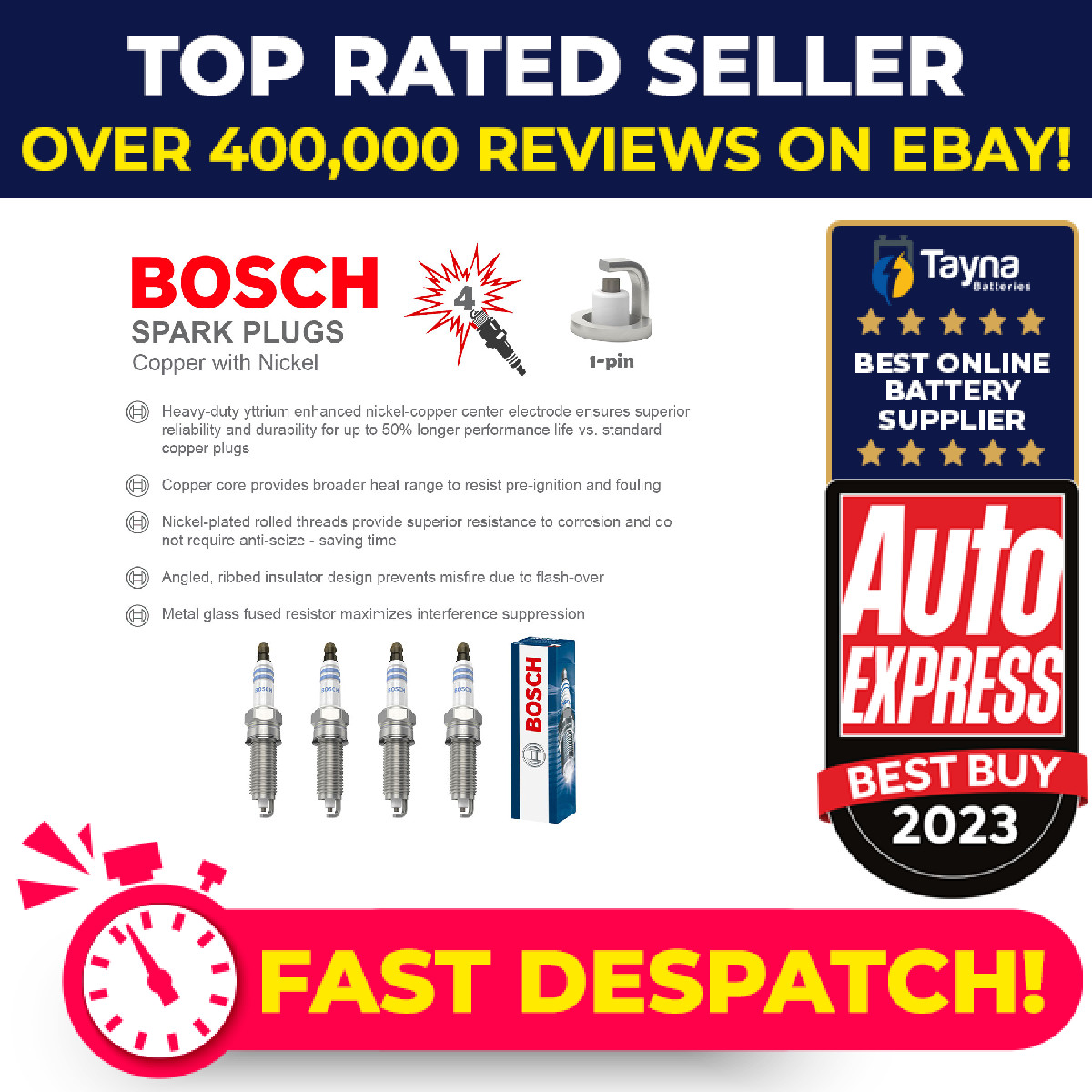 Spark Plugs Set 4x fits HYUNDAI ACCENT RB 1.4 1.6 10 to 19 Bosch 1885410080 New - Image 38