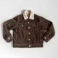 Levis Sherpa Lined Brown Corduroy Youth Small Trucker Jacket 58104 Kids S Coat