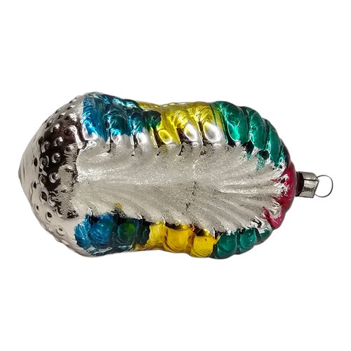 Vintage West Germany Blown Glass Native American Indian Chief Christmas Ornament - Picture 8 of 9
