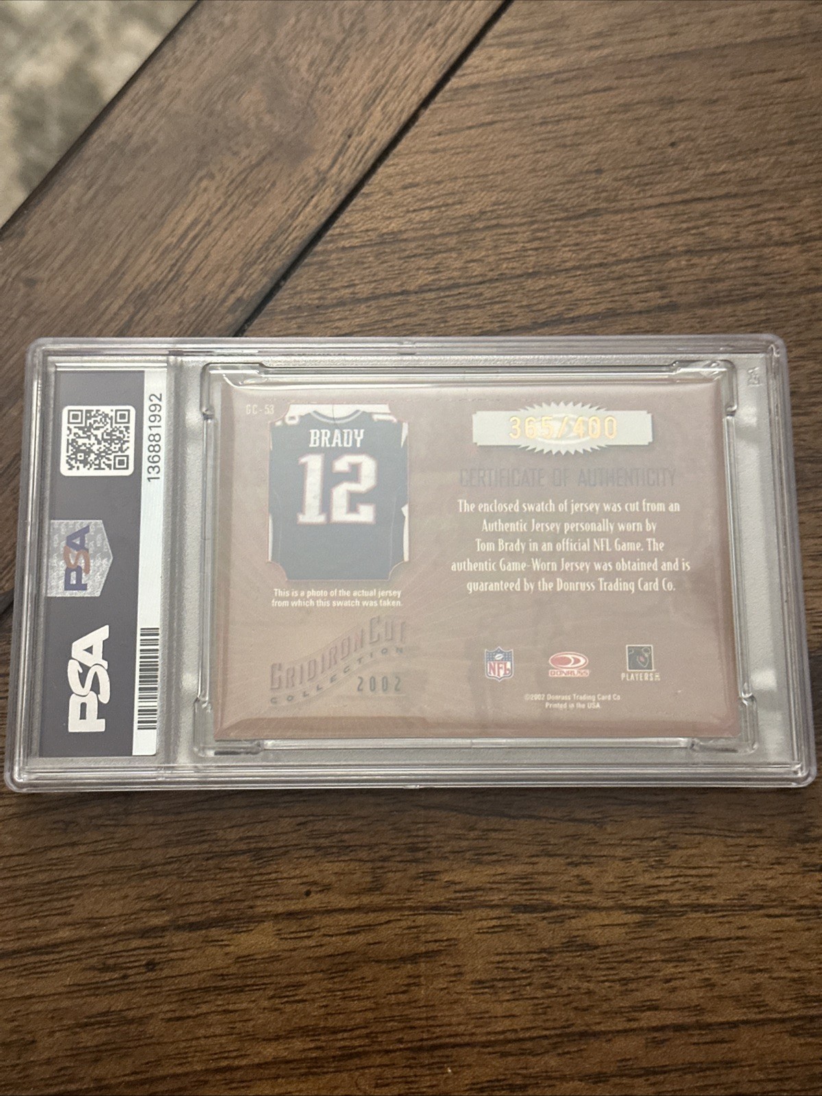 2002 Donruss Gridiron Kings - Cuts Collection - Tom Brady PSA 6 EX-MT /400 🔥HOF view 9