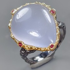 Christmas gift 23ct Natural Chalcedony Ring 925 Sterling Silver Size 8 /R432259