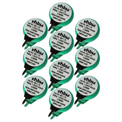 10x NiMH Ersatz 1-Knopfzellen-Akku Typ 1/V40H 40mAh 1,2V mit 2 Pins