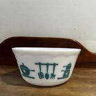 Vintage Hazel Atlas Kitchen Aids Turquoise Mixing Bowl Milk Glass 7” Scalloped