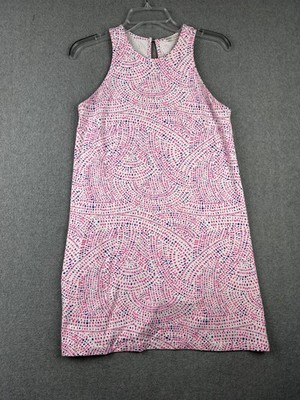 Mahi Gold Dress Womens Small Pink White Blue Dot Print Sleeveless Tank Summer