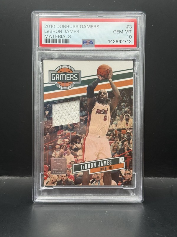 #3 LeBron James 2010-11 Donruss /299 Miami Heat Gamers Materials PSA 10 POP 2