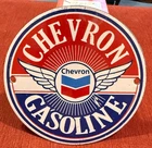 VINTAGE CHEVRON GAS GASOLINE PORCELAIN SIGN
