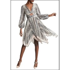 ZIMMERMANN Altered Corsage Python Print Cut Out Pleated Asymmetric Midi Dress 0 