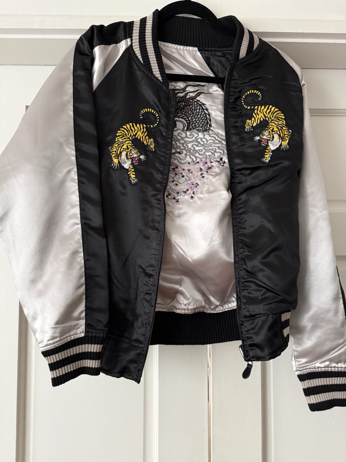 Sukajan Reversible Embroidered Tiger Dragon Bomber Jacket S Unisex