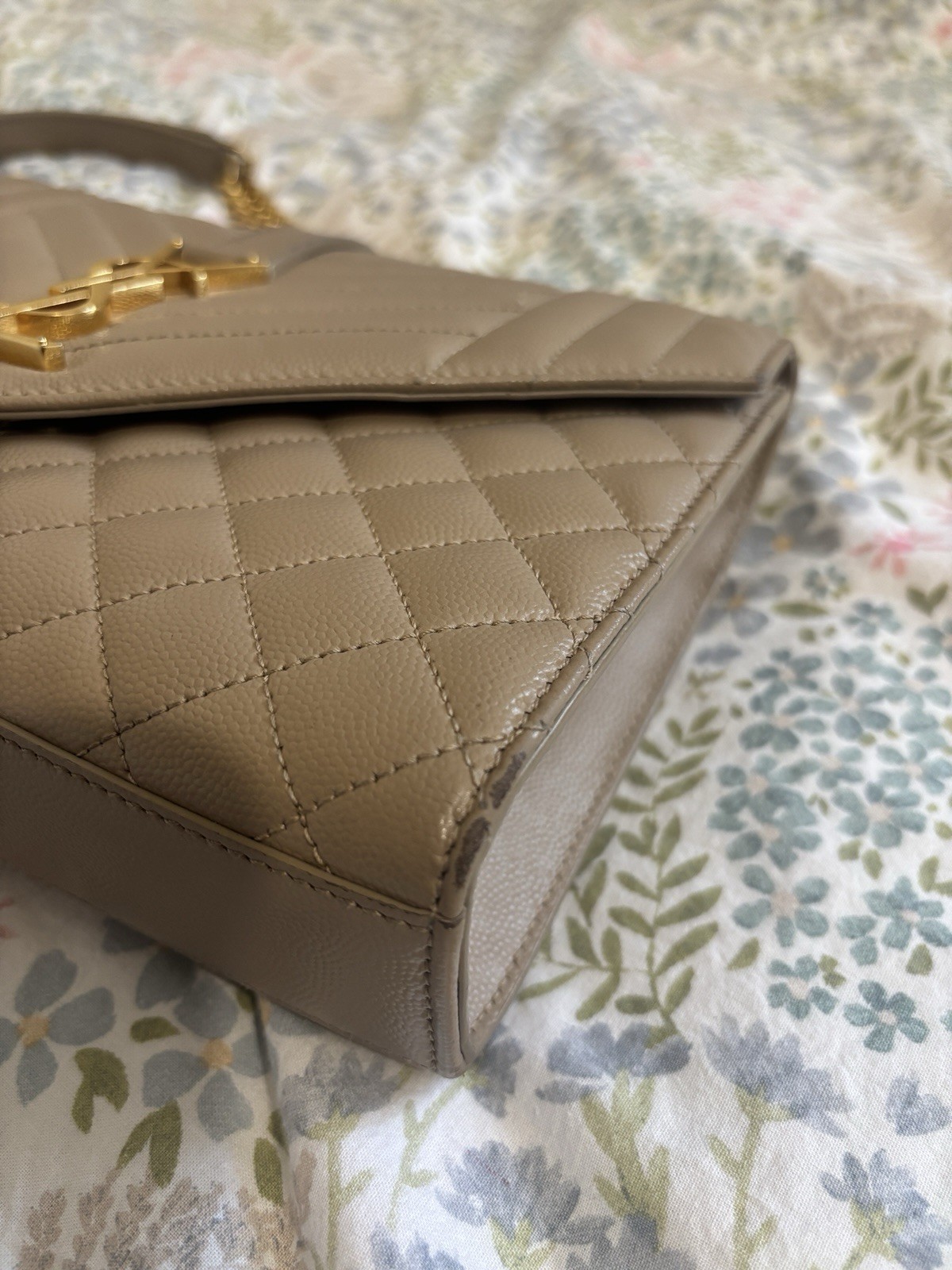 Borsa a mano tracolla Saint Laurent beige scuro media busta 600185