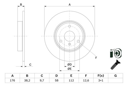 Disque de frein BOSCH 0 986 479 E74 pour SMART - Photo 1/3