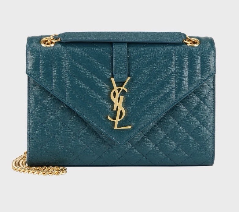 Saint Laurent medium Envelope shoulder bag in green With gold-tone hardware