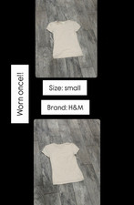 H&M Womens Beige Solid Short Sleeve Crew Neck...