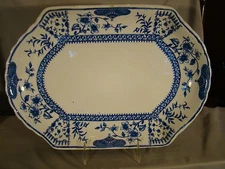 Antique Ridgways Litchfield Blue Transfer Meat Dish Platter 14" c.1888