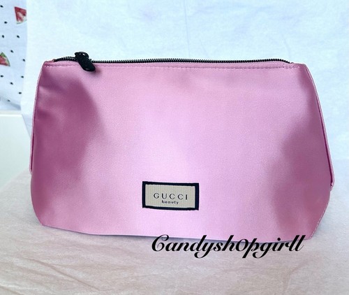 NEW Gucci Beauty Pink Satin Makeup Bag Pouch