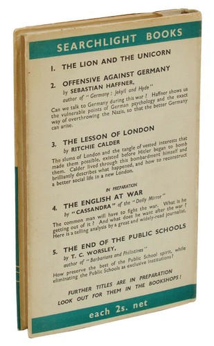 The Lion and the Unicorn by GEORGE ORWELL ~ First Edition 1941 ~ Socialism 1st - Picture 2 of 6